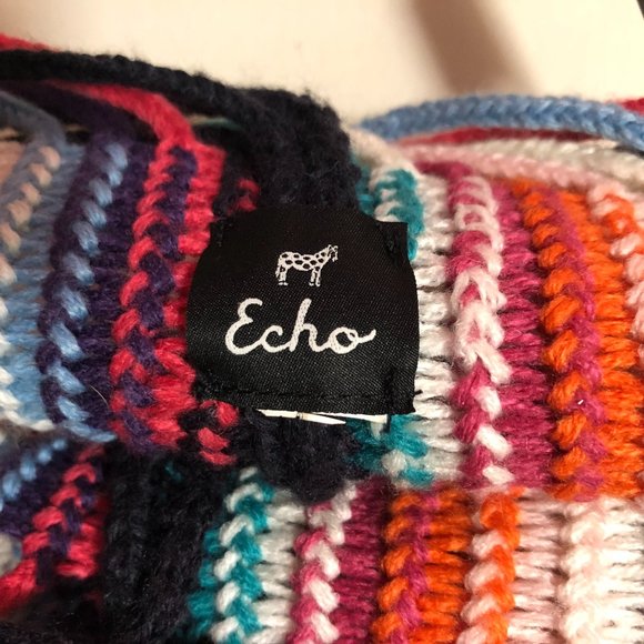 Multi-colored Striped Infinity Scarf with Tassels - Echo - Picture 2 of 5